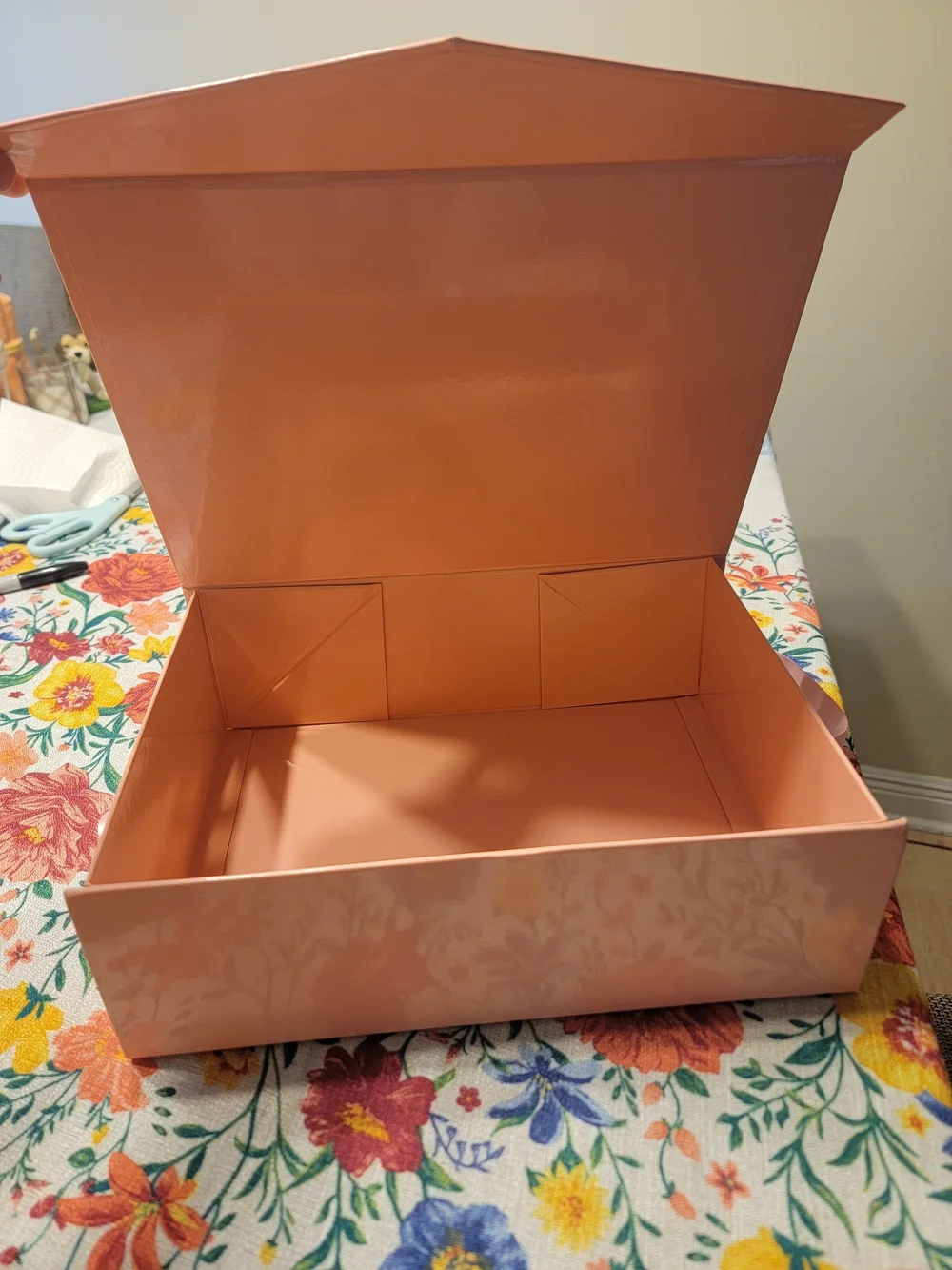 Baby Pink Magnetic Top Gift Box With Ribbon